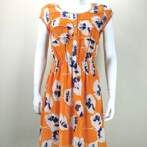MODCLOTH Orange Poppy Floral Print A Line Dress